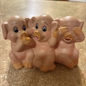 Piggy Figurine See no evil, Hear no evil, Speak no Evil- 4in L x 3in H x 2in